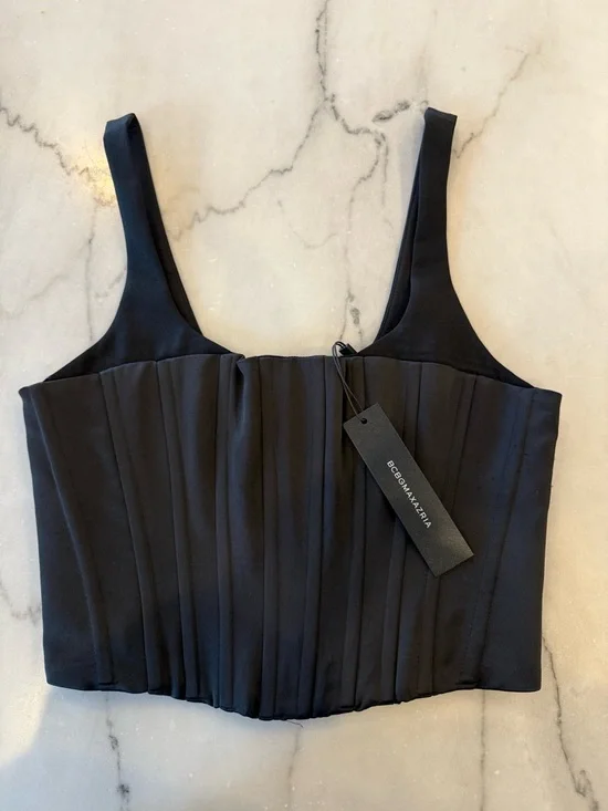 BCBGMAXAZRIA Black Corset Crop Top Festival Bustier NWT Size 2 - Picture 2 of 4